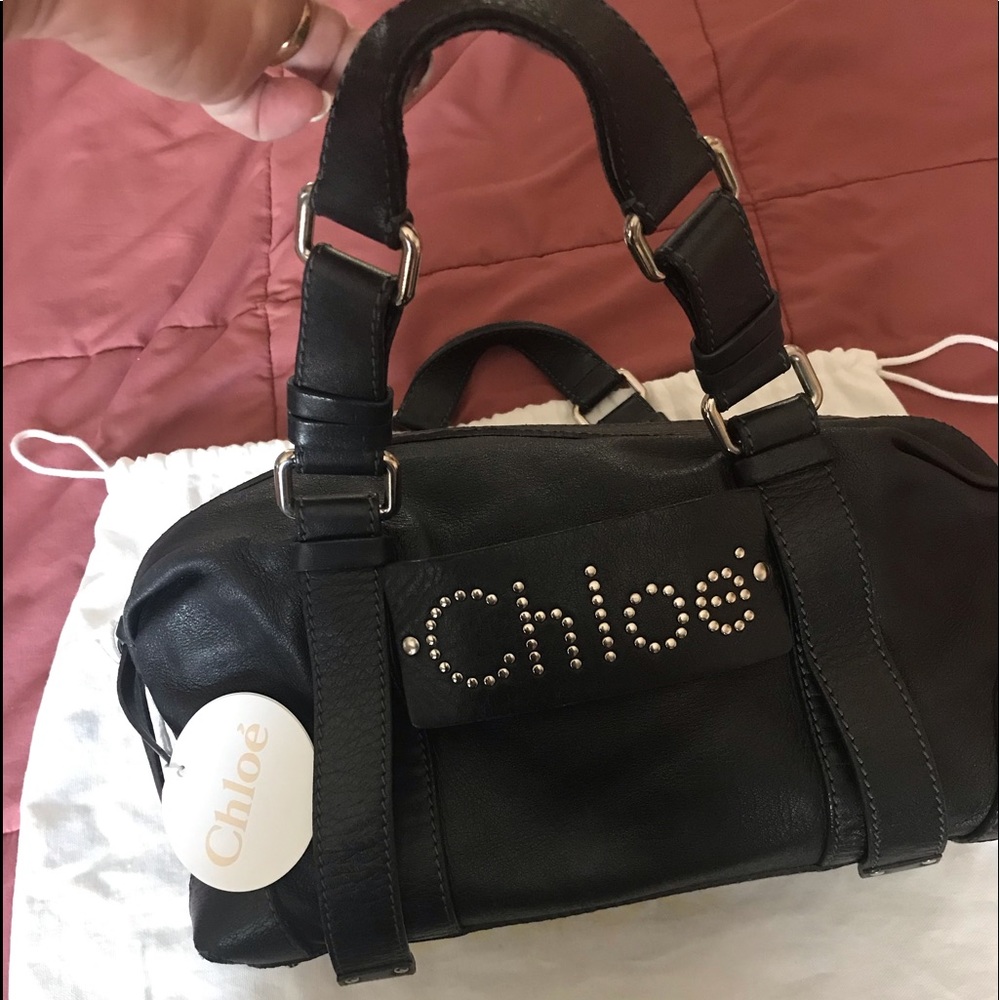 CHLOE black/blue lamb skin leather patsy bag